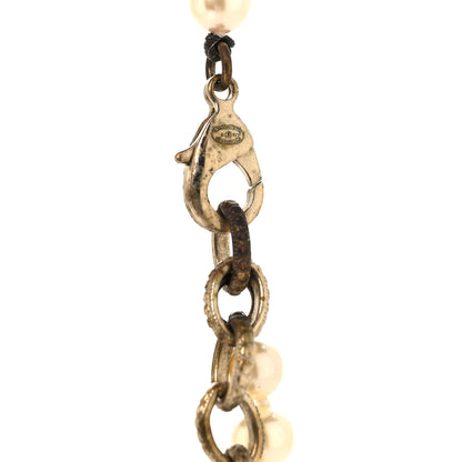 Chanel Graduated Pearl Crystal CC Long Necklace Gold Black 4 of 4