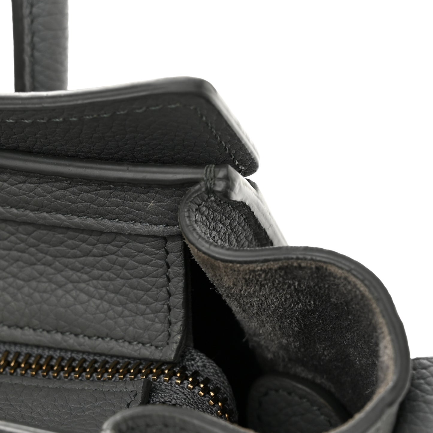 Drummed Calfskin Nano Luggage Kohl