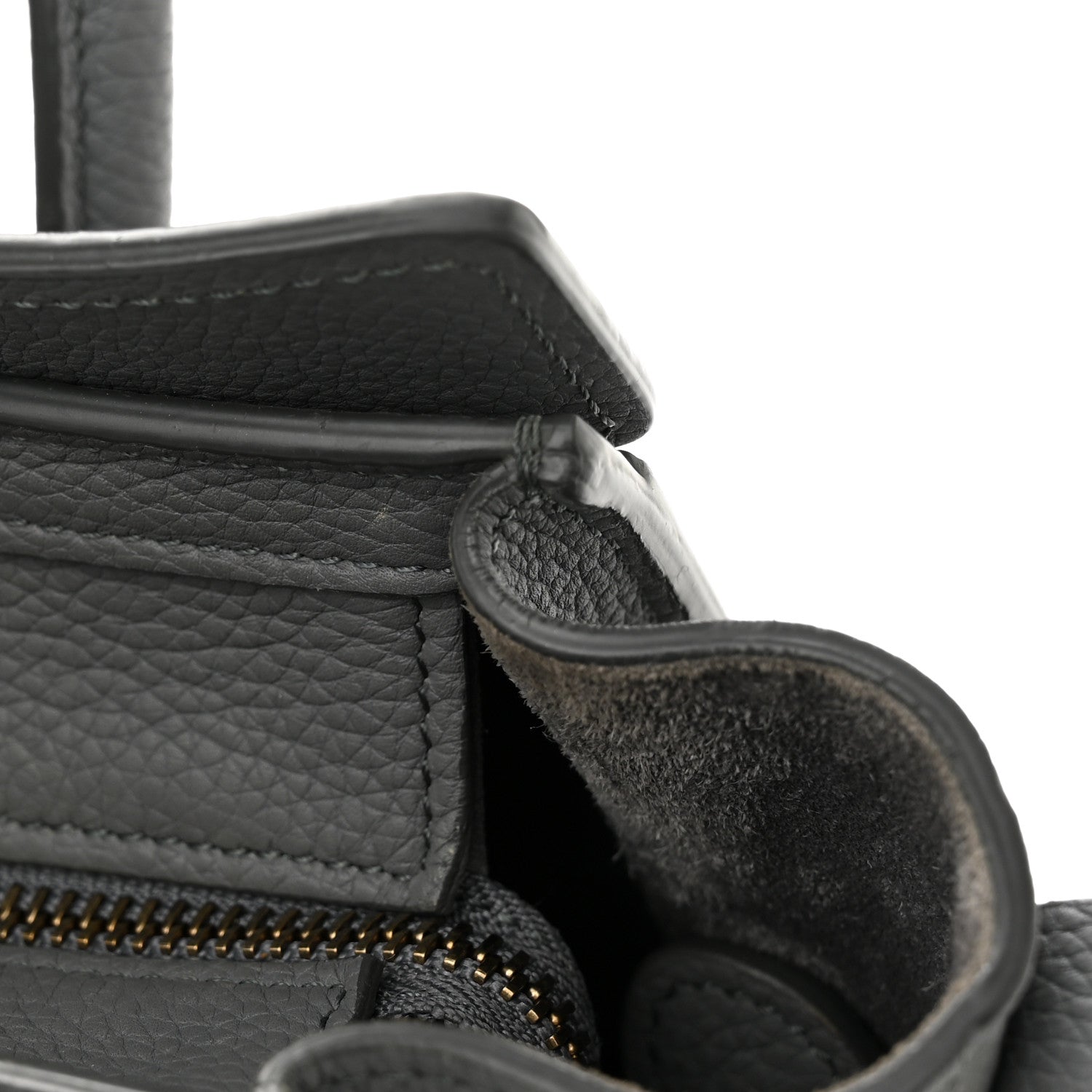Celine Drummed Calfskin Nano Luggage Kohl 16 of 16
