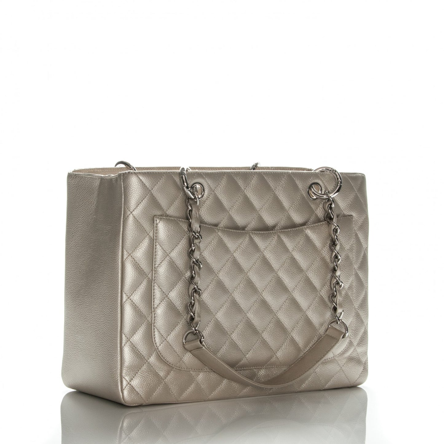 Caviar Quilted Grand Shopping Tote GST Pearl