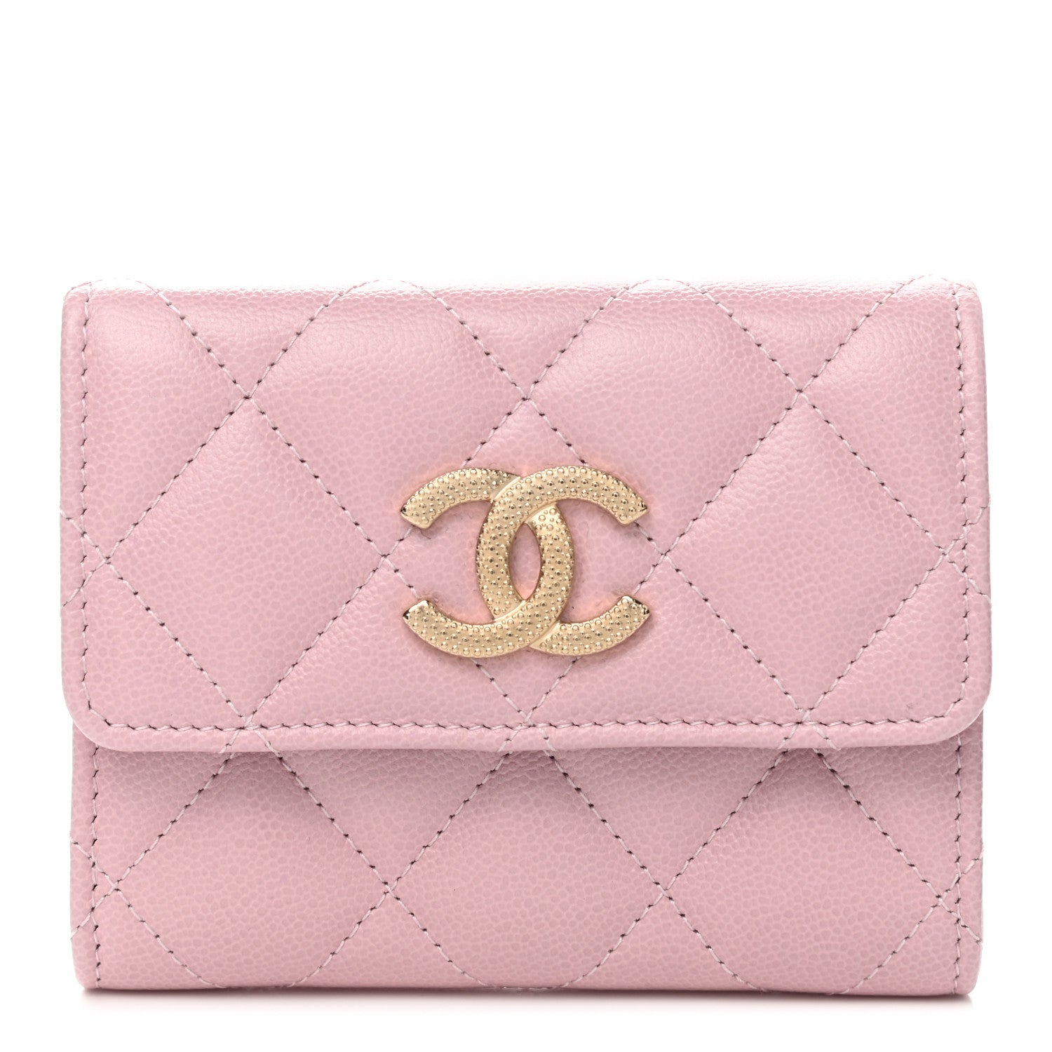 Chanel Caviar Quilted Studded CC Flap Card Holder Light Pink 1 of 9