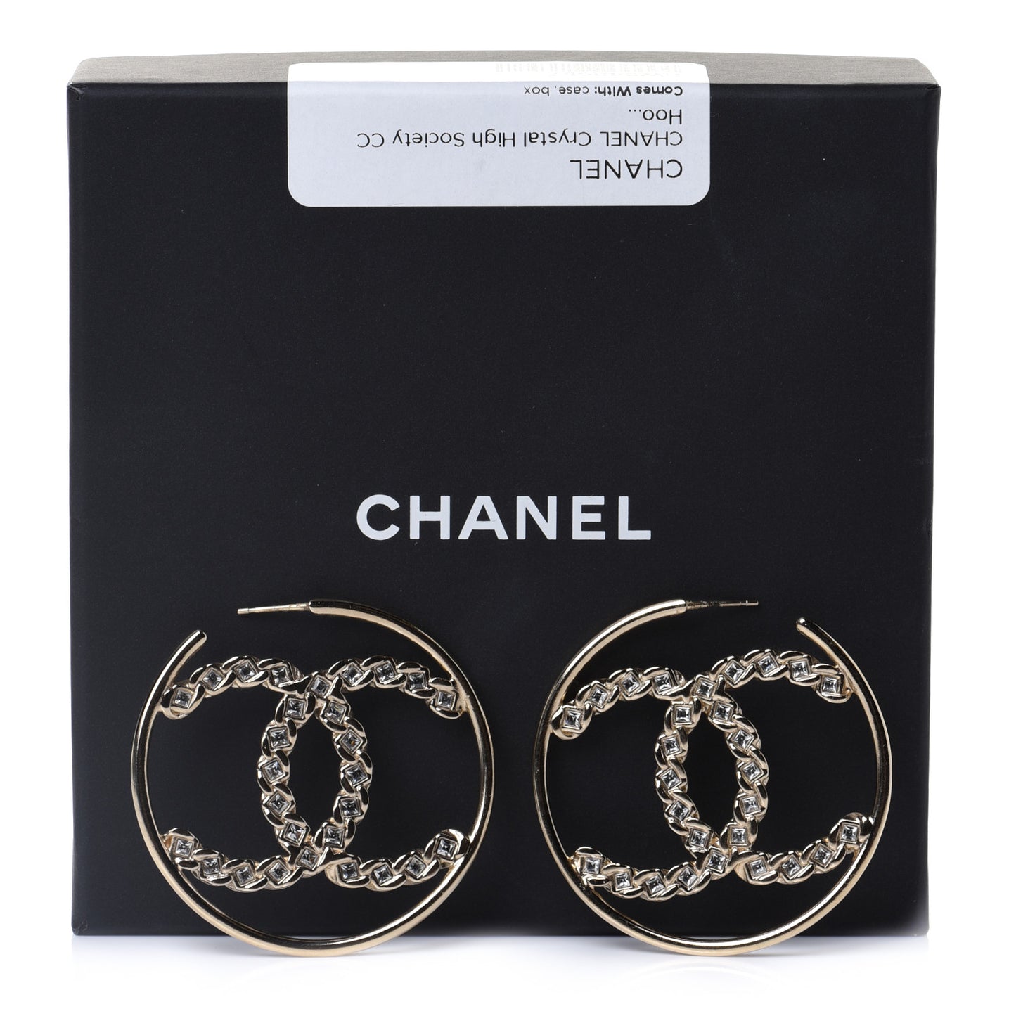 Crystal High Society CC Hoop Earrings Gold