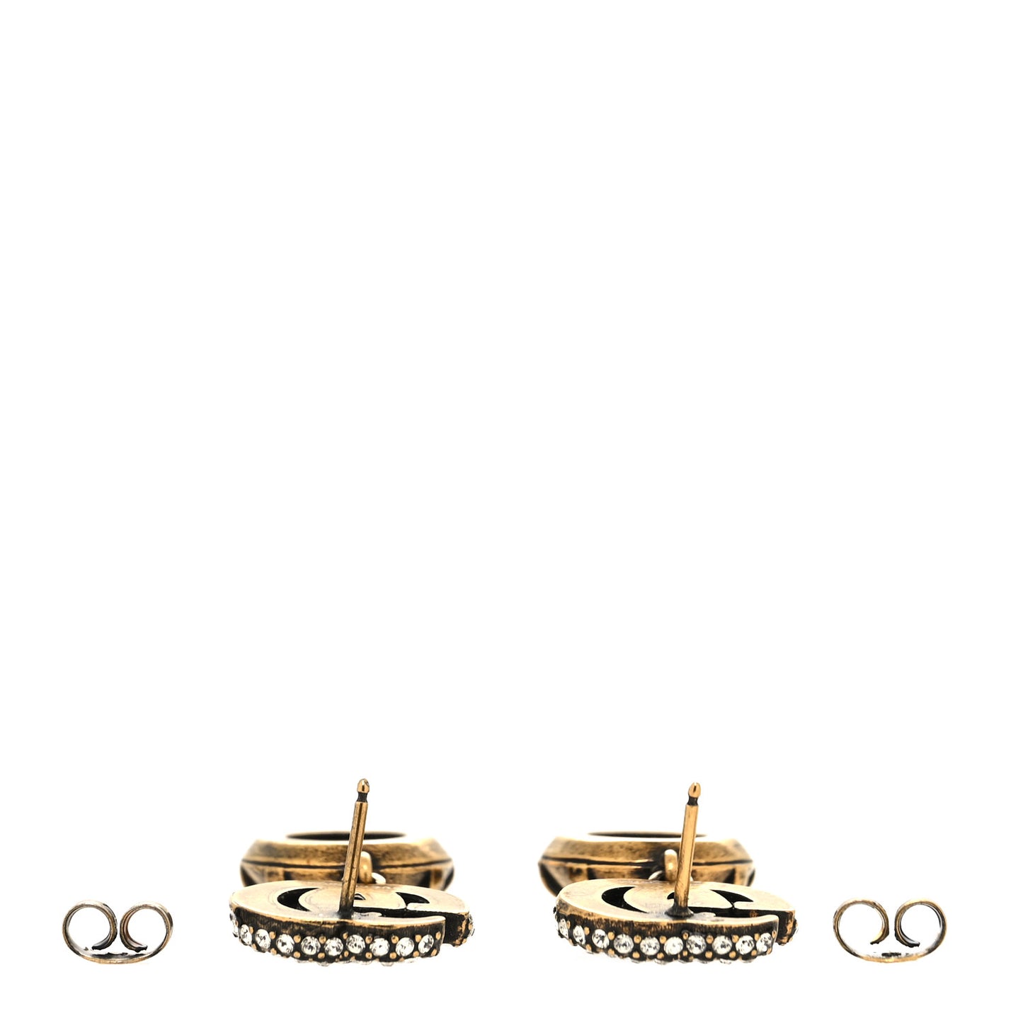 Crystal Double G Earrings Black Aged Gold