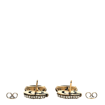 Gucci Crystal Double G Earrings Black Aged Gold 3 of 4