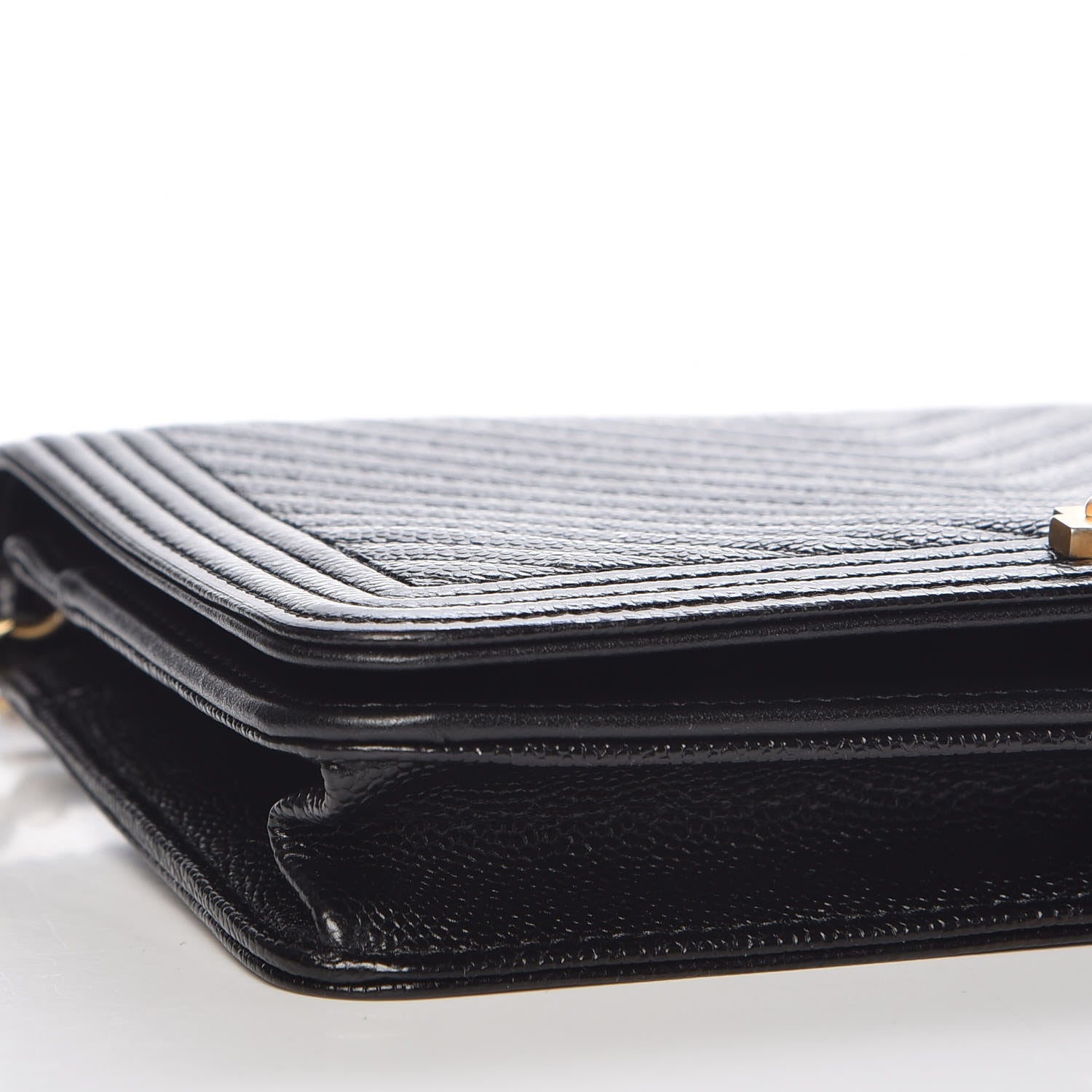 Chanel Caviar Chevron Quilted Boy Wallet On Chain WOC Black 9 of 11