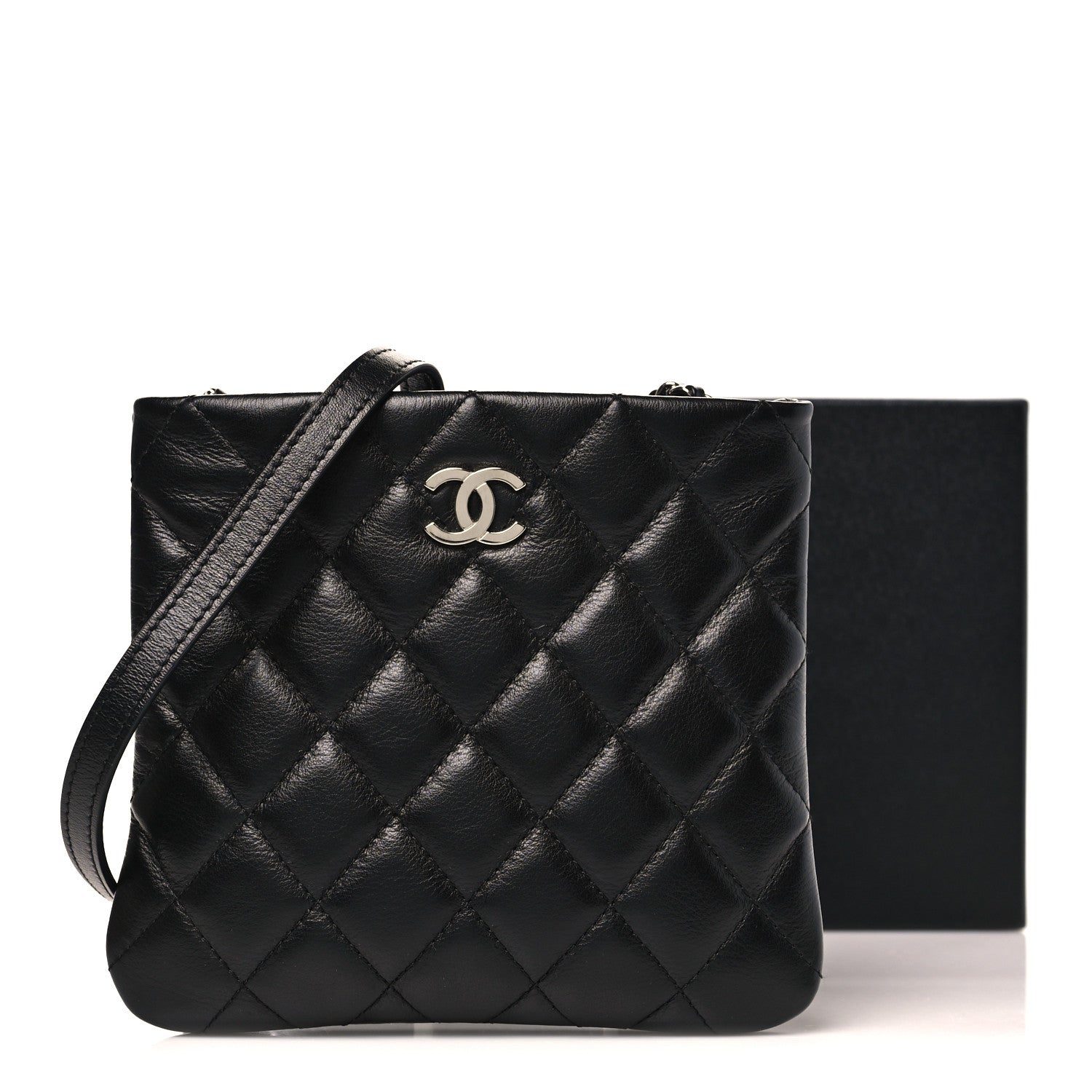 Chanel Lambskin Quilted Uniform Crossbody Bag Black 12 of 12