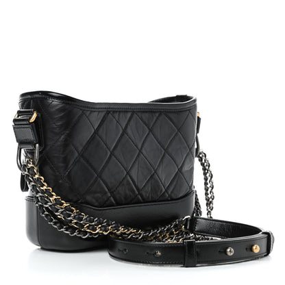 Chanel Aged Calfskin Quilted Small Gabrielle Hobo Black 2 of 9