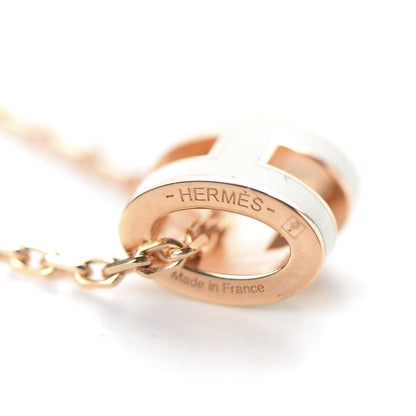 Hermes Lacquered Rose Gold Mini Pop H Pendant Necklace White 6 of 7