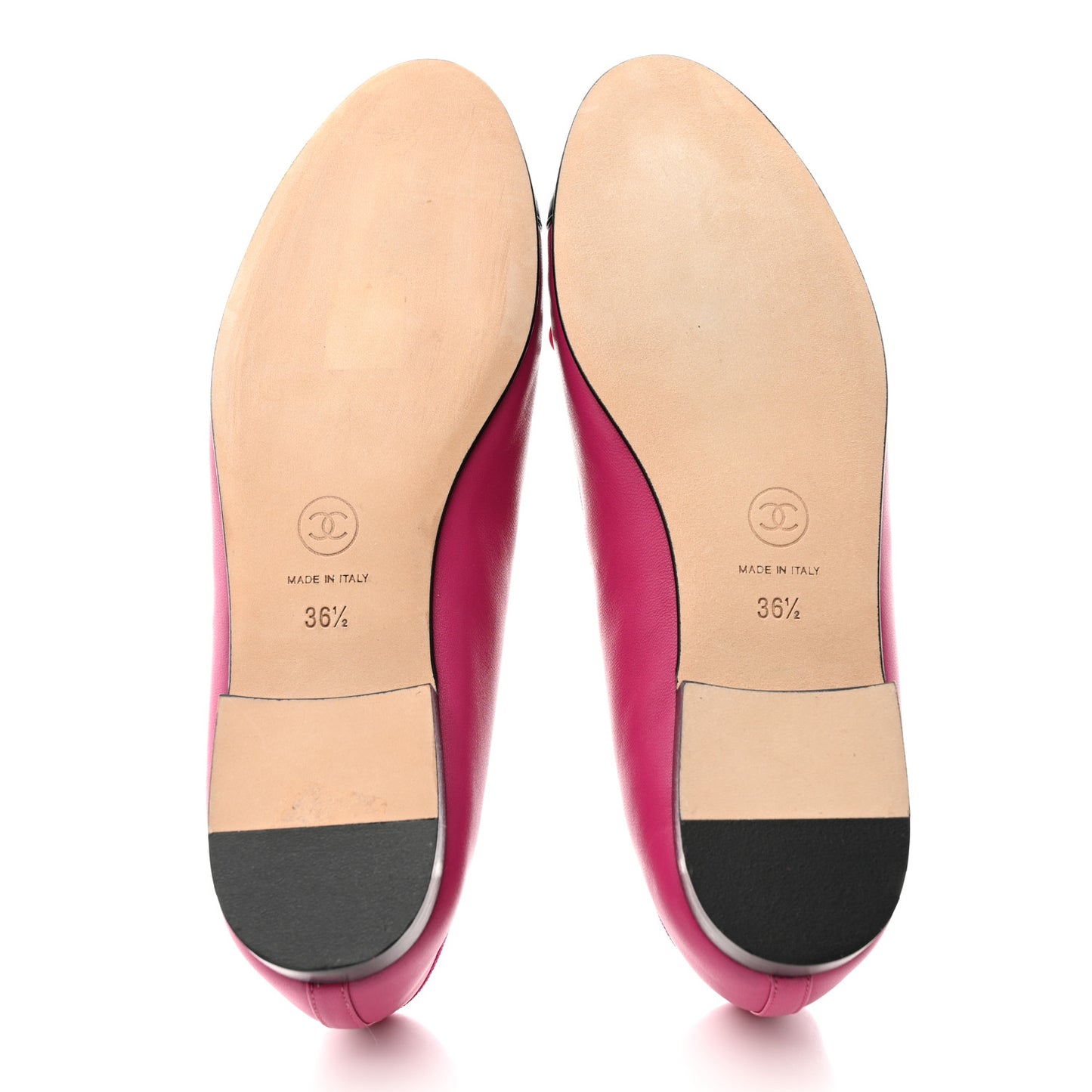 Lambskin Cap Toe CC Ballerina Flats 36.5 Fuchsia Black