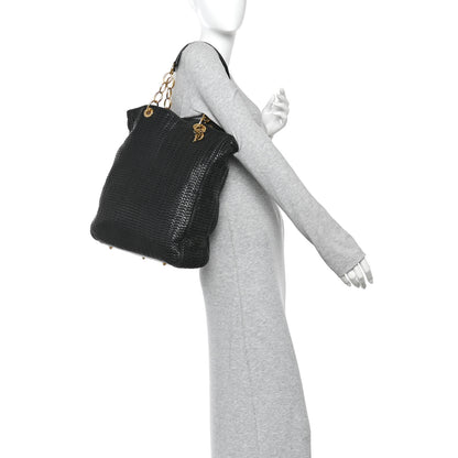 Christian Dior Lambskin Woven Dior Soft Shopping Tote Black 2 of 12