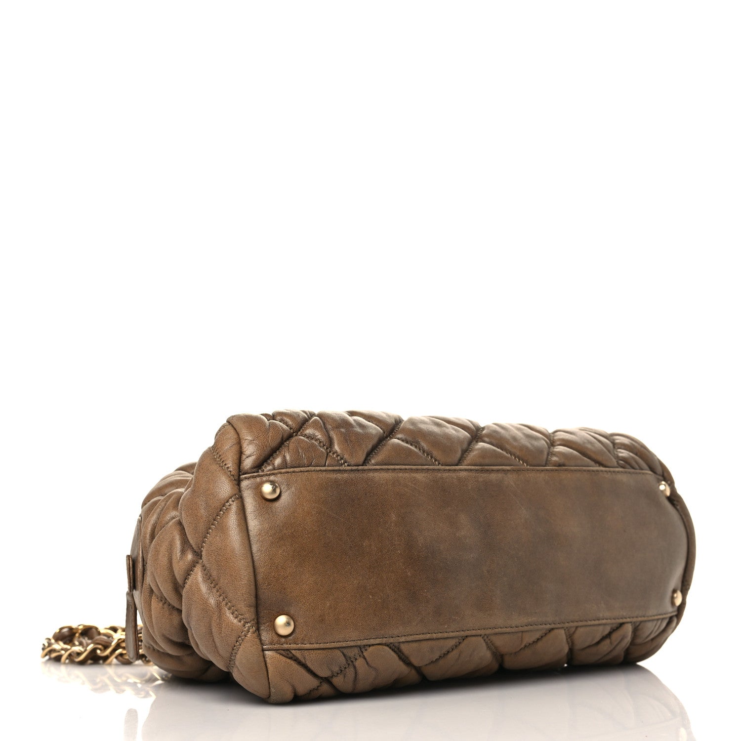 Chanel Lambskin Bubble Quilt Bowler Dark Beige 4 of 12