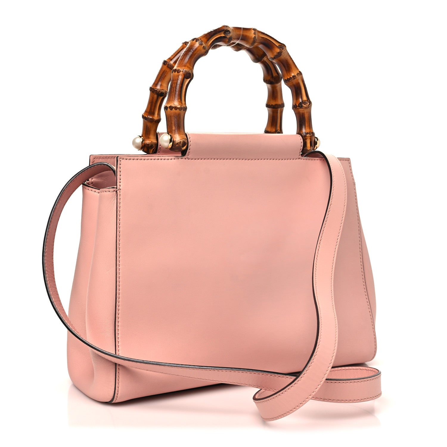 Gucci Nappa Bamboo Small Nymphaea Top Handle Bag Perfect Pink 3 of 10