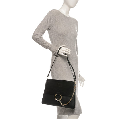 Chloe Suede Calfskin Medium Faye Shoulder Bag Black 2 of 6