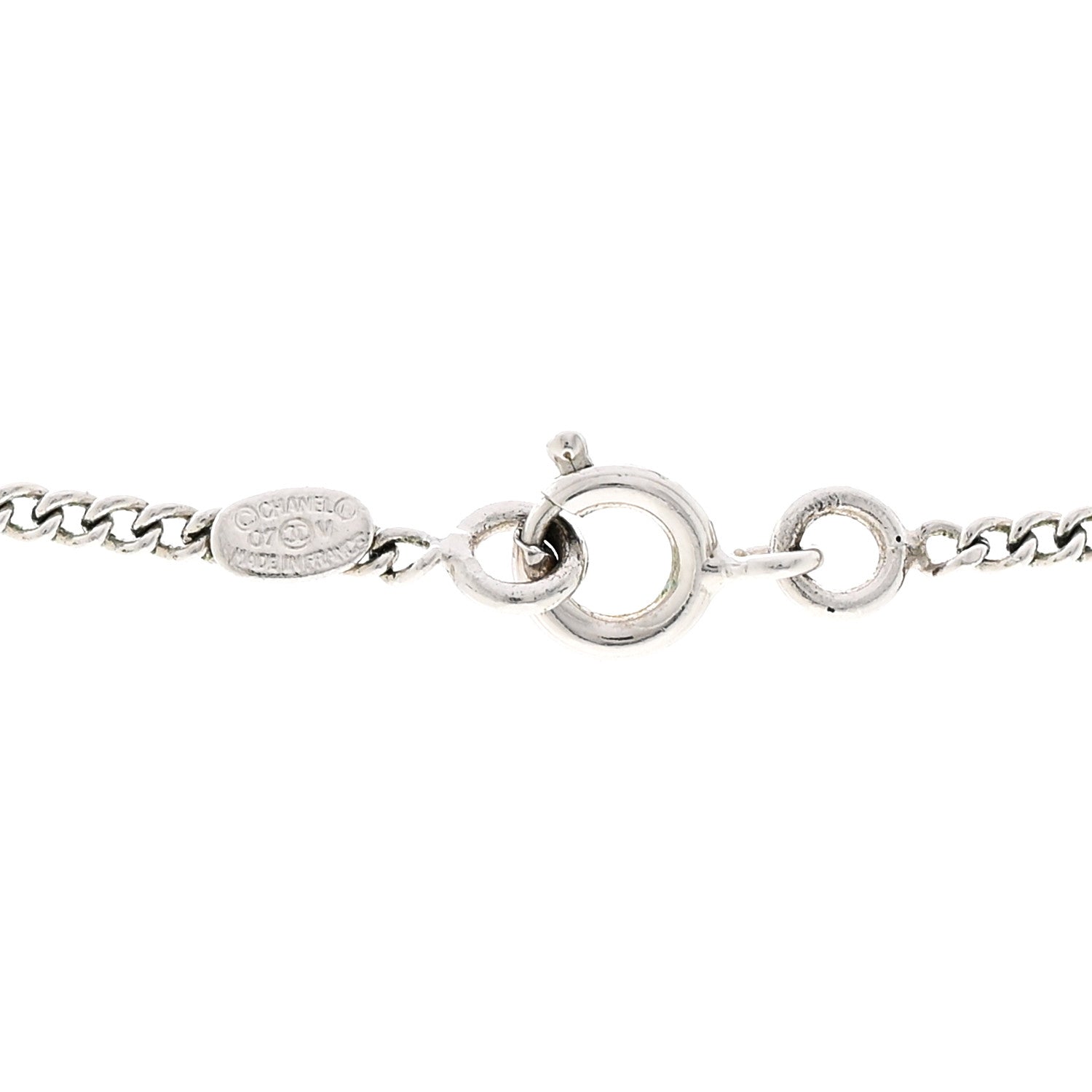 Chanel Crystal Timeless CC Necklace Silver 4 of 5