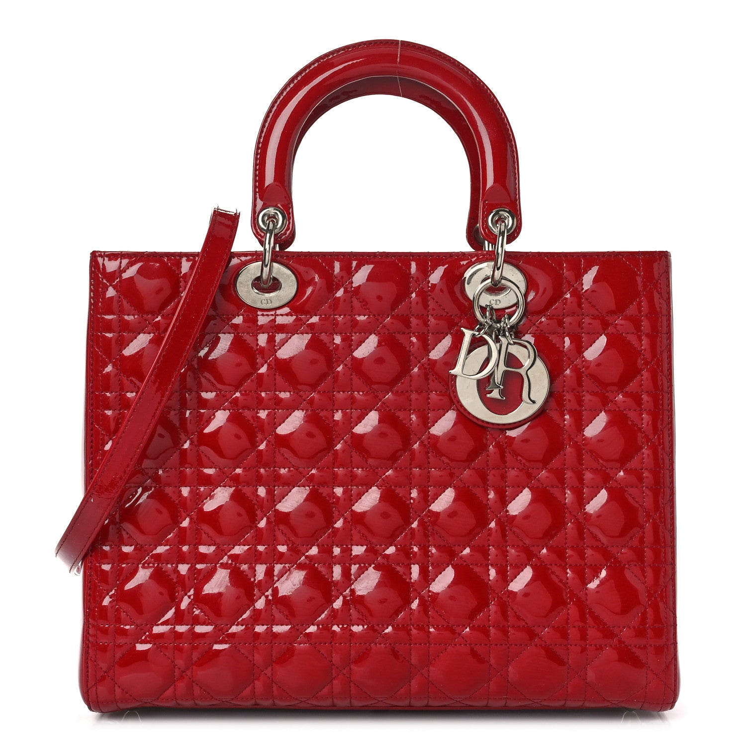Christian Dior Patent Cannage Large Lady Dior Red 1 of 9