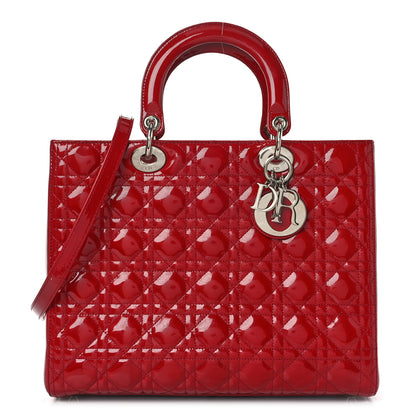 Christian Dior Patent Cannage Large Lady Dior Red 1 of 9