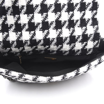 Chanel Tweed Quilted Maxi 19 Flap Black Ecru White 5 of 10