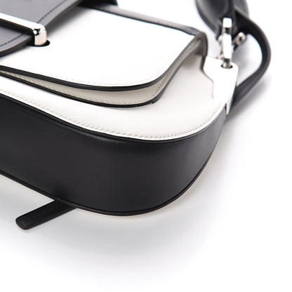 Prada City Calfskin Sidonie Shoulder Bag White Black 7 of 7