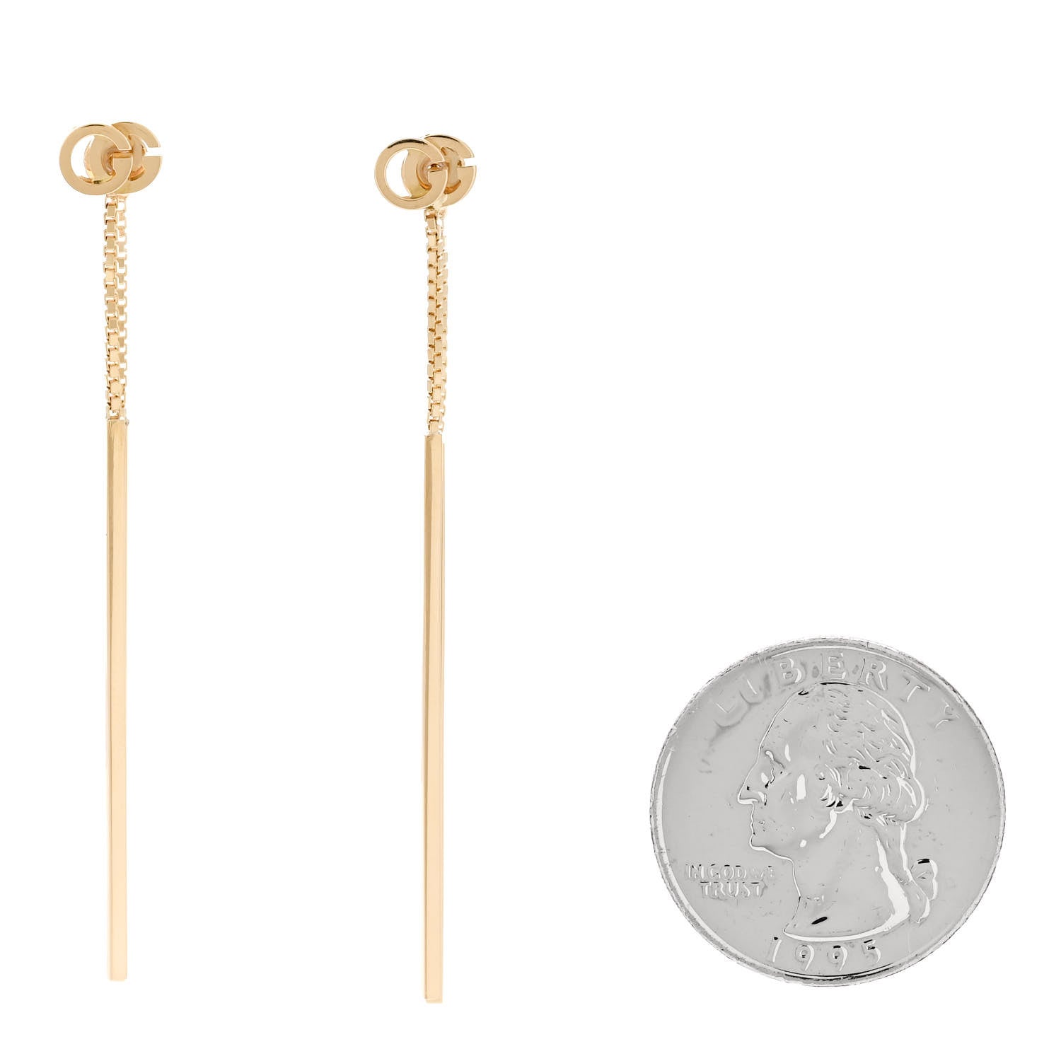 Gucci 18K Yellow Gold Running G Drop Chain Earrings 2 of 5