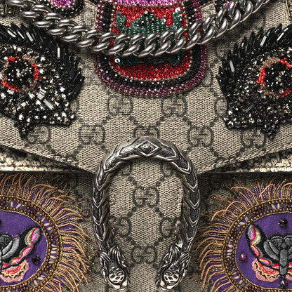 Gucci GG Supreme Monogram Snakeskin Crystal Embroidered Medium Dionysus Shoulder Bag 8 of 10