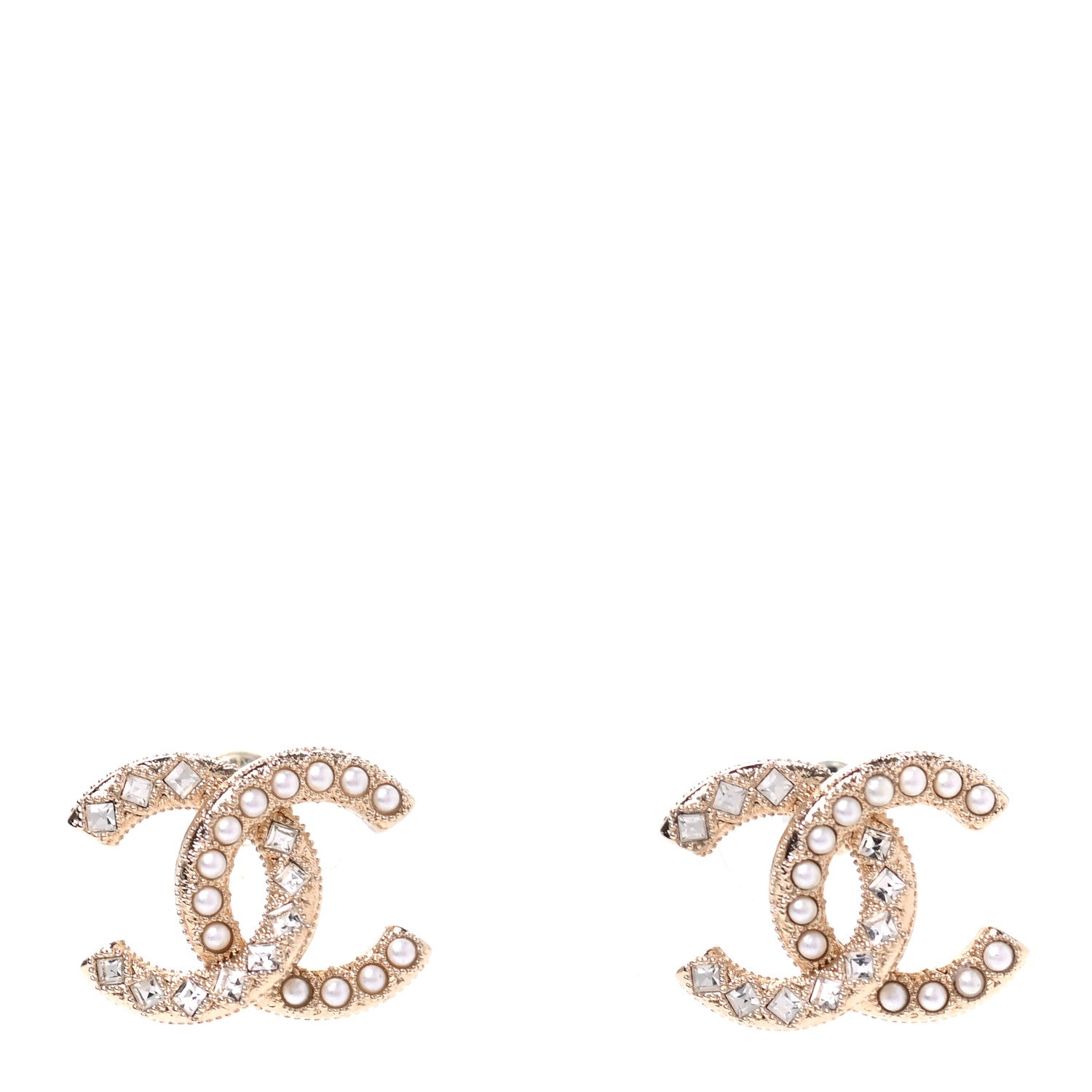 Chanel Crystal Pearl CC Earrings Gold 1 of 4
