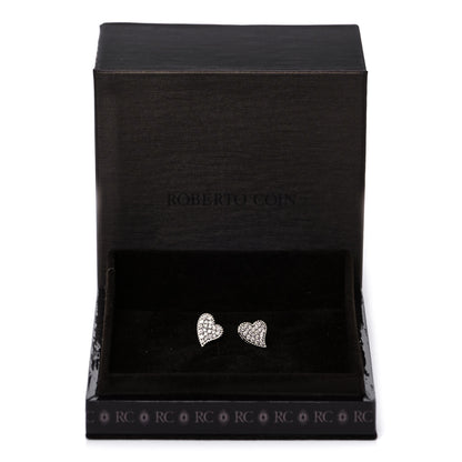 Roberto Coin 18K White Gold Diamond Tiny Treasures Heart Stud Earrings 7 of 7
