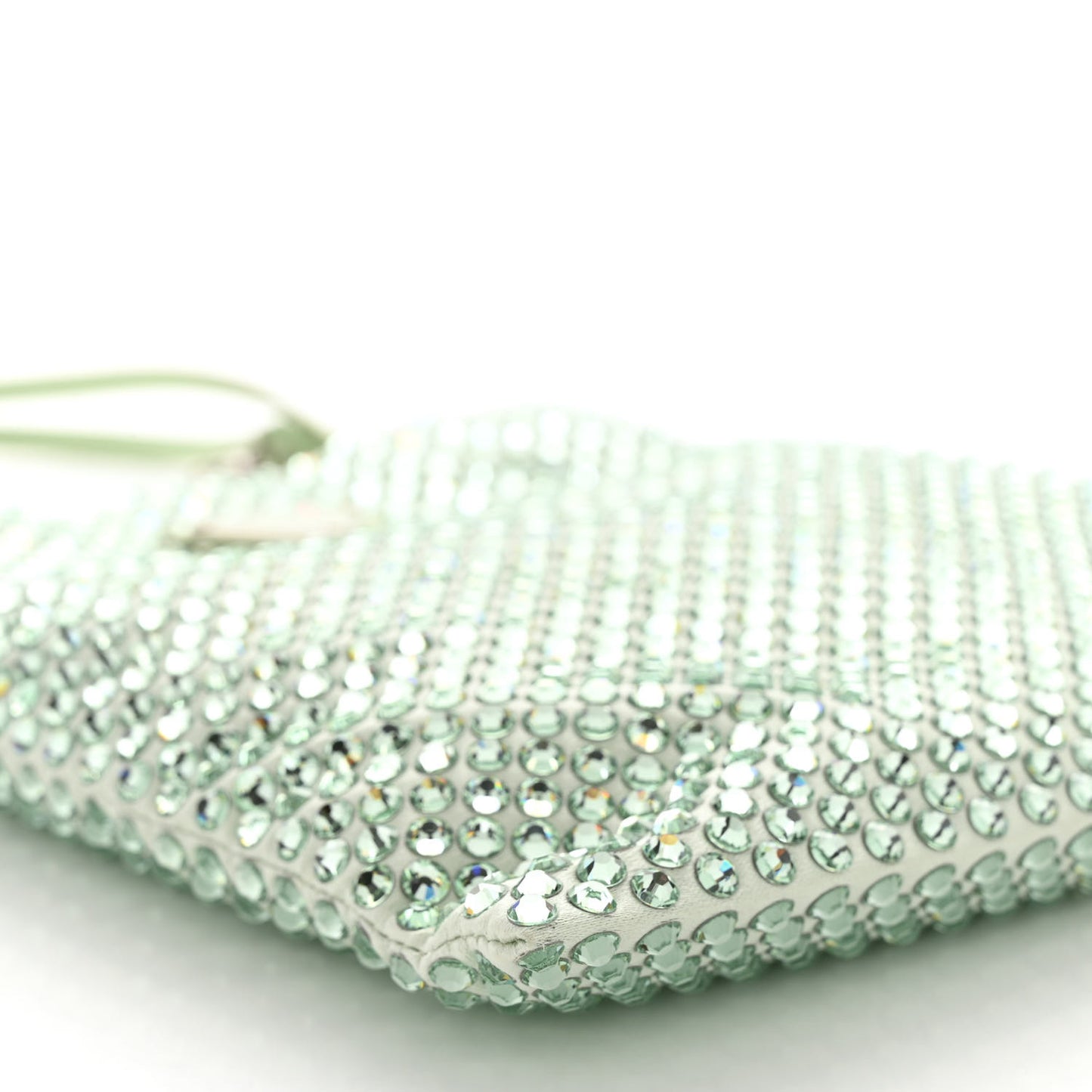 Satin Crystal Metal Triangle Logo Chain Crossbody Handbag Acqua Acqua