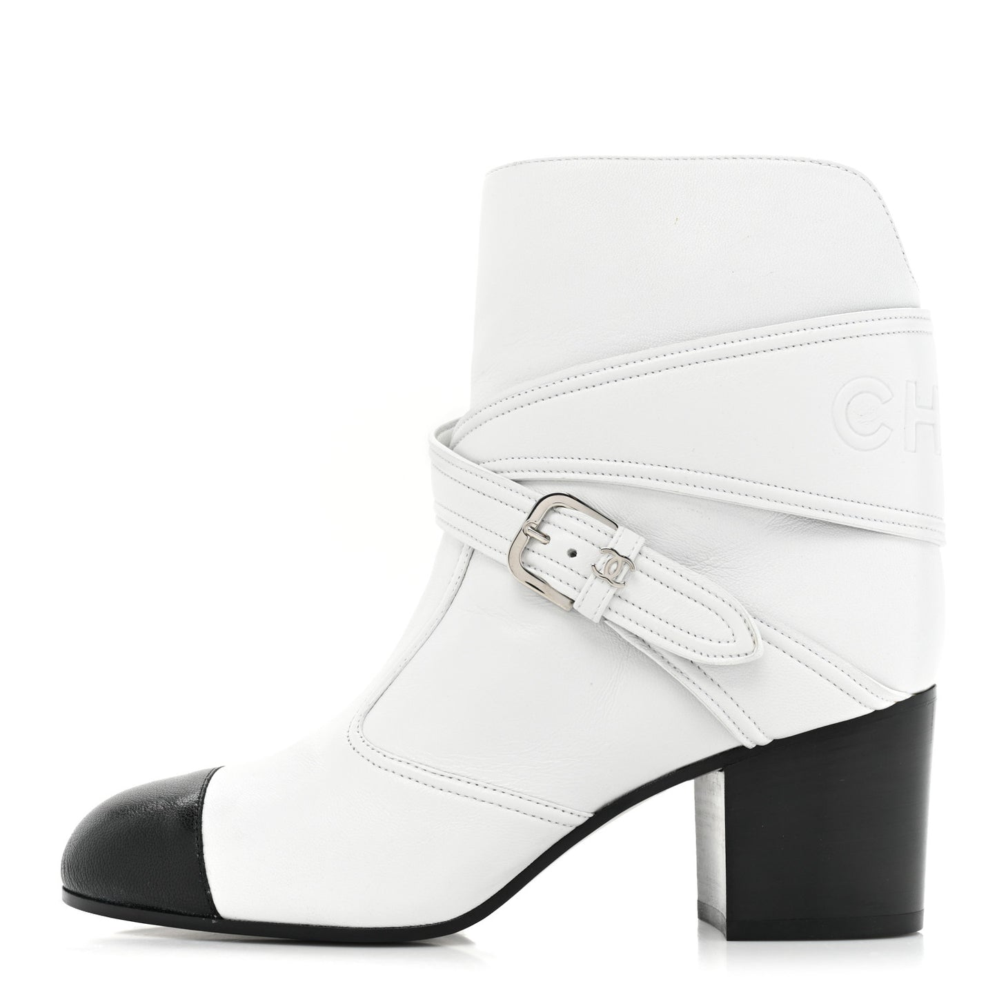 Lambskin Goatskin Cap Toe Boots 37 White Black