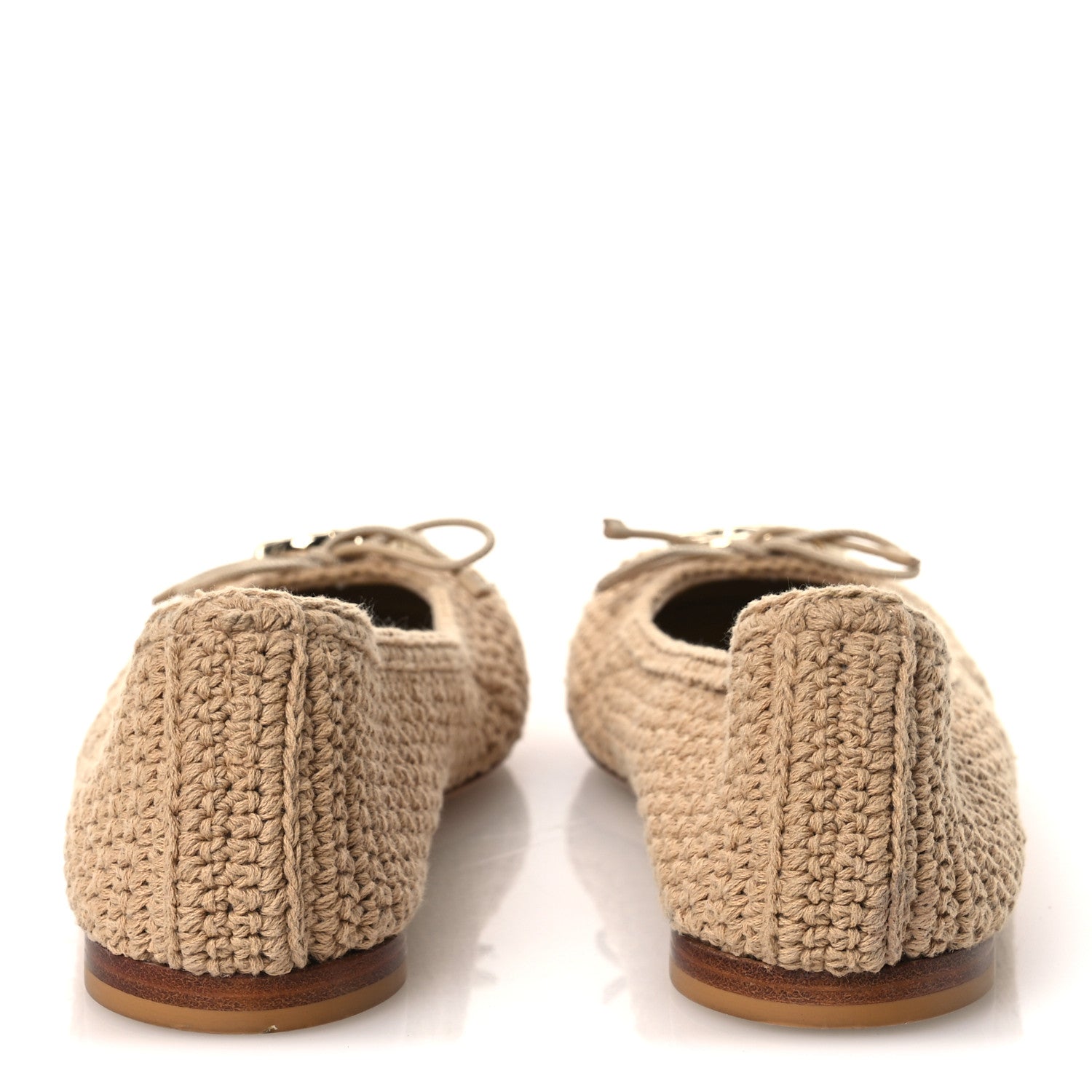Gucci Cotton Crochet Nappa Camargue GG Ballerina Flats 38.5 Ecru Sand Storm 6 of 11