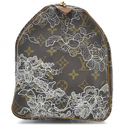 Louis Vuitton Monogram Dentelle Speedy 30 Silver 4 of 9