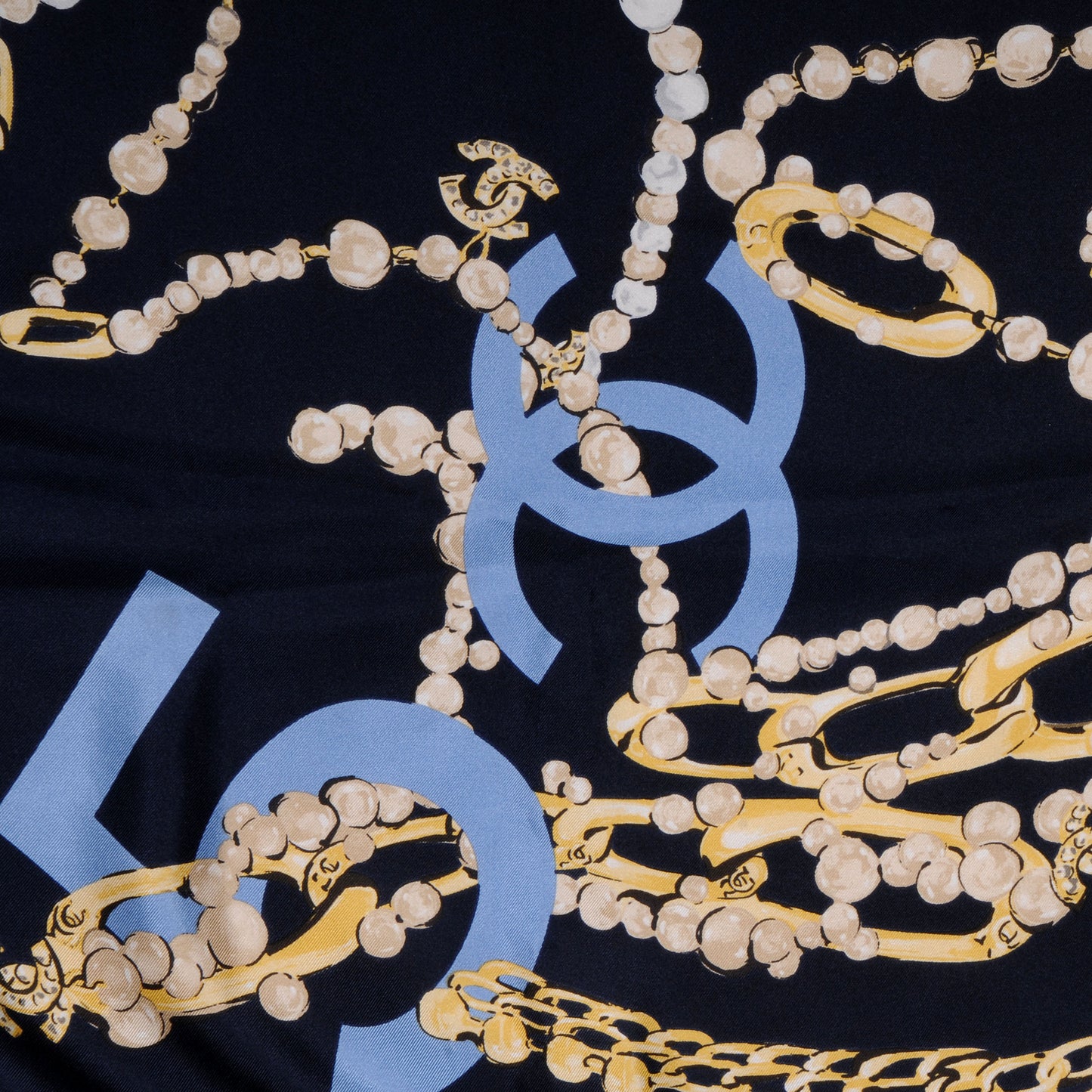 Silk Pearl N°5 CC Square Scarf Navy