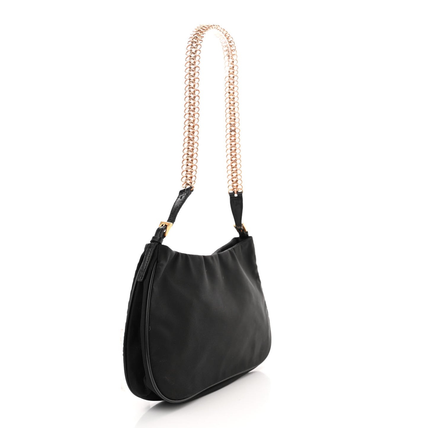 Tessuto Light Nylon Chain Shoulder Bag Black