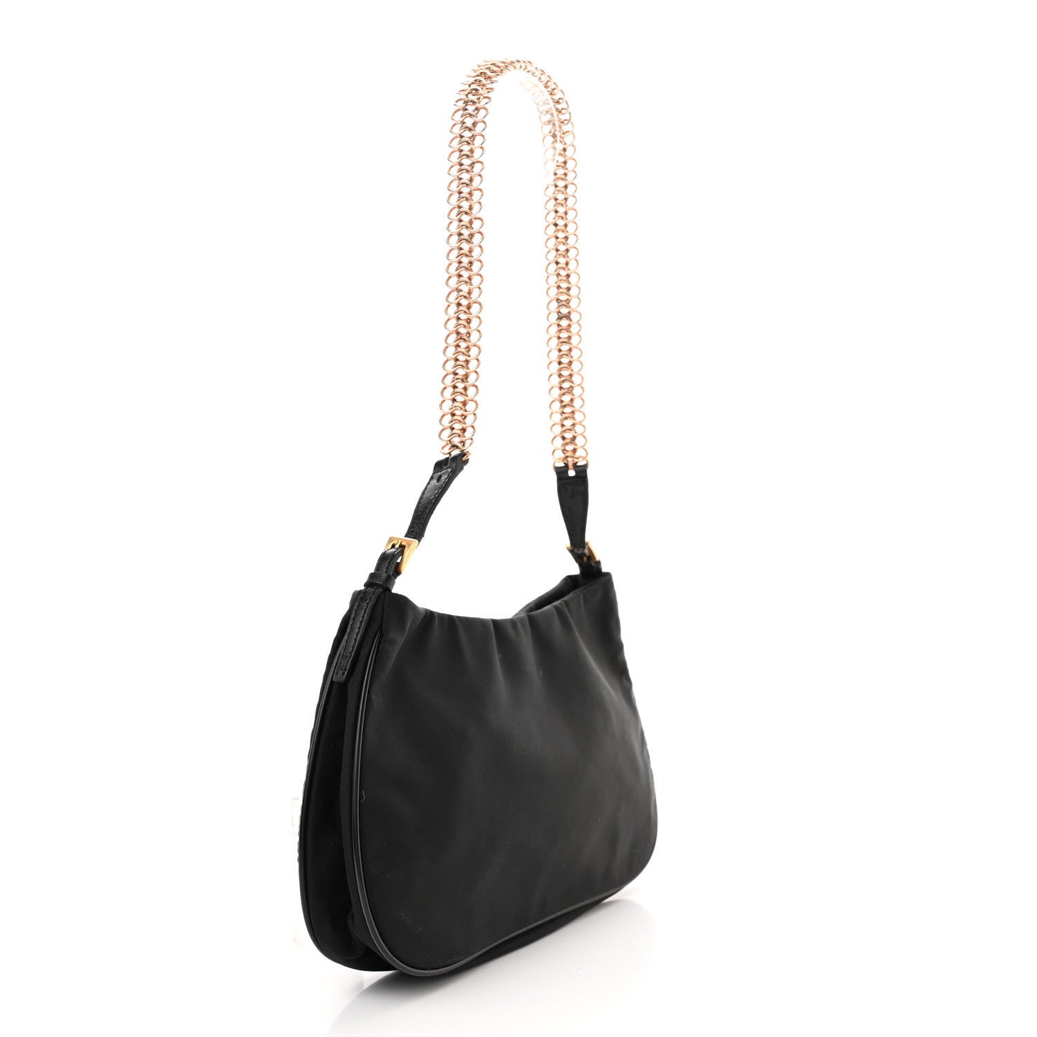 Prada Tessuto Light Nylon Chain Shoulder Bag Black 3 of 12