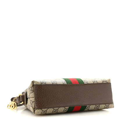 Gucci GG Supreme Monogram Textured Dollar Calfskin Web Small Ophidia Dome Shoulder Bag Beige Ebony New Acero 4 of 13