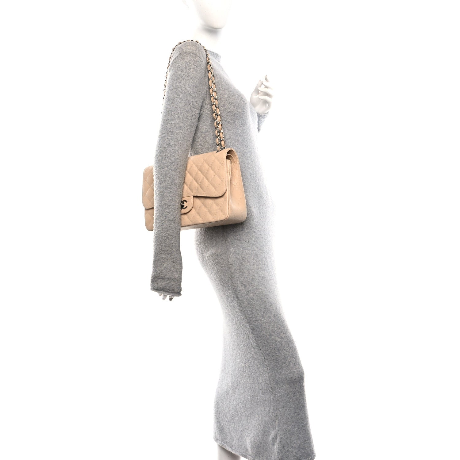 Chanel Caviar Quilted Jumbo Double Flap Beige Clair 2 of 12