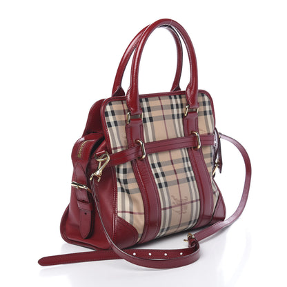 Burberry Haymarket Check Minford Portrait Tote Military Red 3 of 12