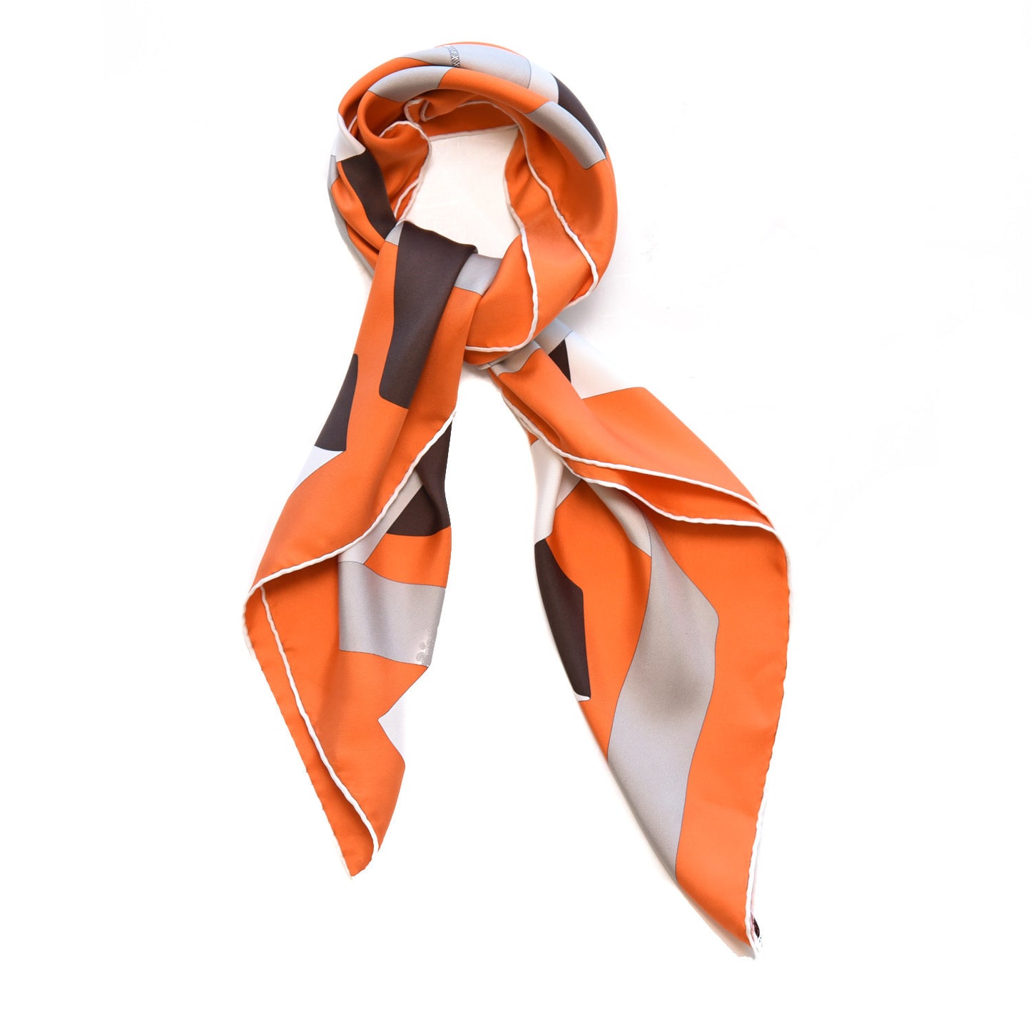 Silk En Duo Scarf 90 Orange Blanc Sepia