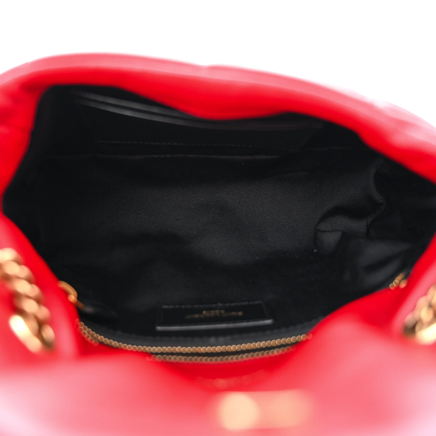 Lambskin Quilted Toy Loulou Puffer Monogram Chain Satchel Red