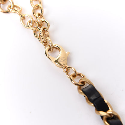Chanel Calfskin Crystal Chain Camellia Belt 85 Black Gold 4 of 5