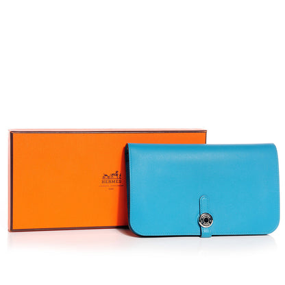 Hermes Swift Calfskin Dogon Wallet Turquoise 5 of 8