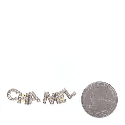 Chanel Crystal Pearl Signature Stud Earrings Gold 2 of 5