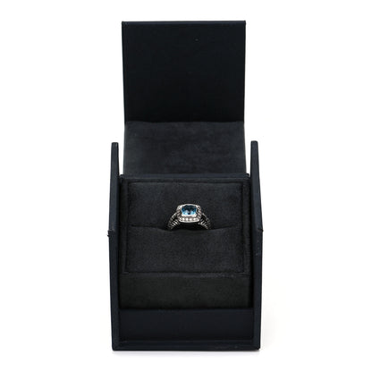 David Yurman Sterling Silver Diamond Blue Topaz 7mm Petite Albion Ring 49 5 5 of 5