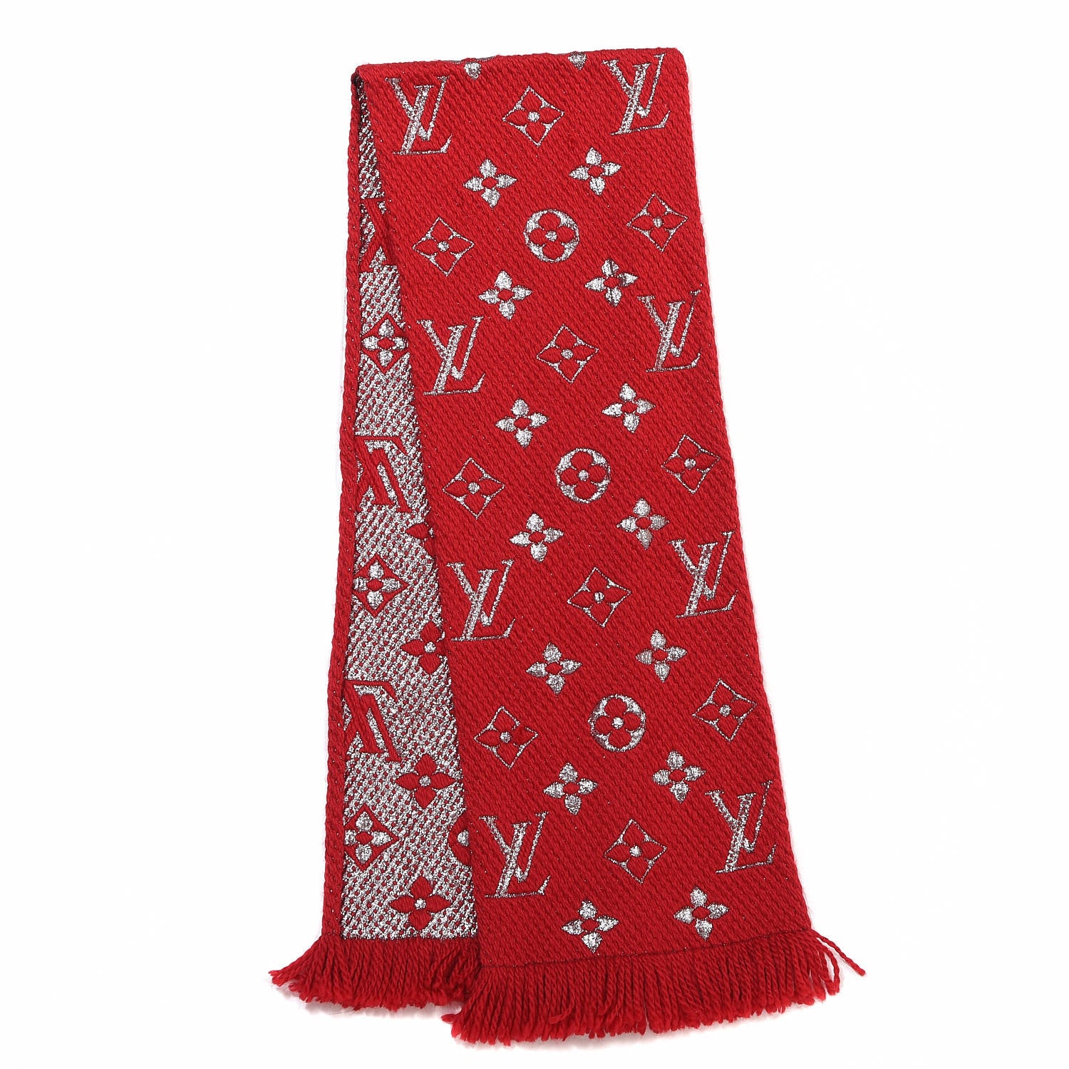Louis Vuitton Wool Silk Logomania Shine Scarf Rubis 2 of 3