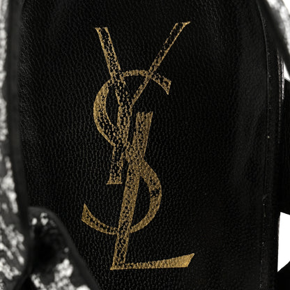 Saint Laurent Metallic Calfskin Leopard Print Tribute 105 Platform Sandals 38  Black Silver 8 of 12