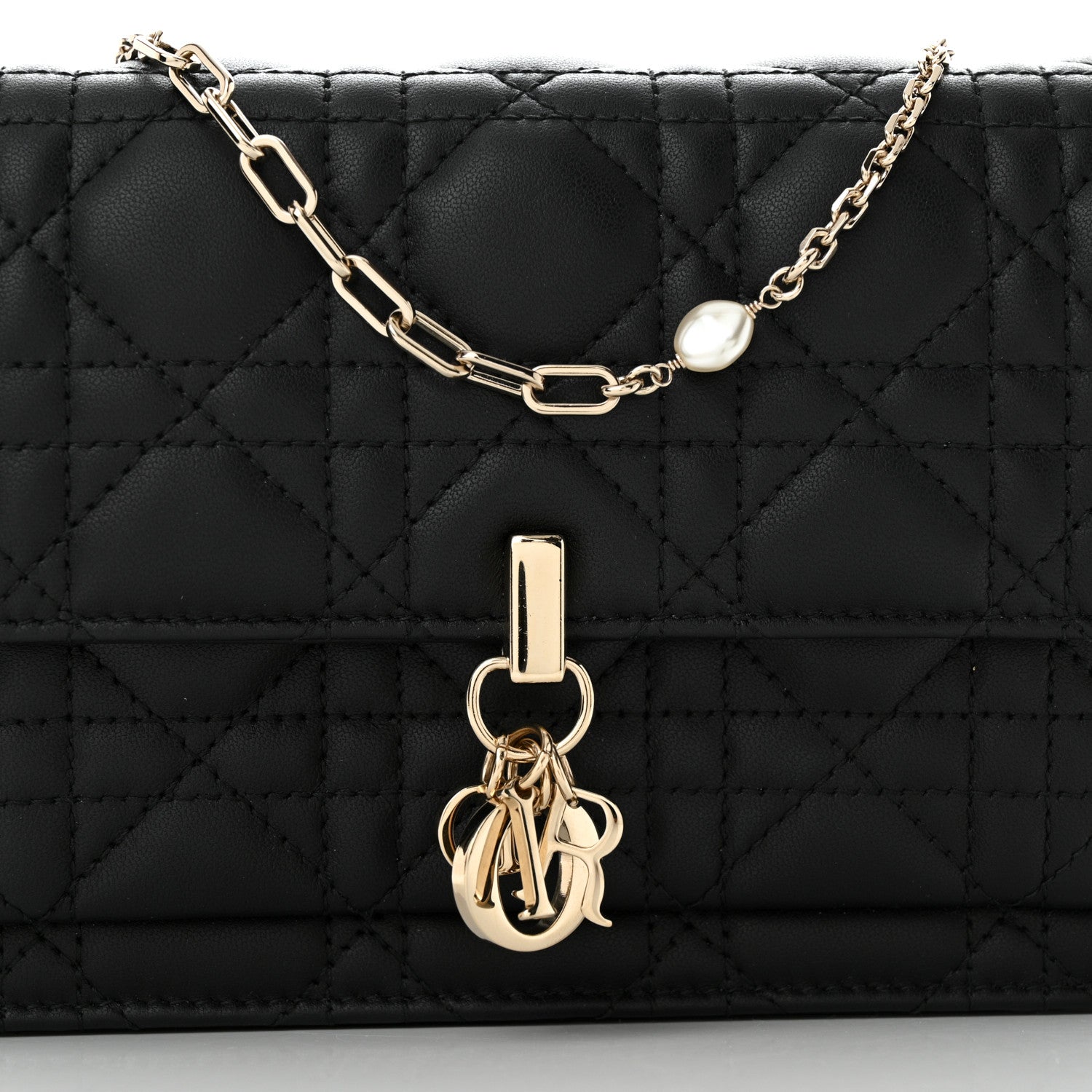 Christian Dior Lambskin Cannage Miss Dior Chain Pouch Black 8 of 11
