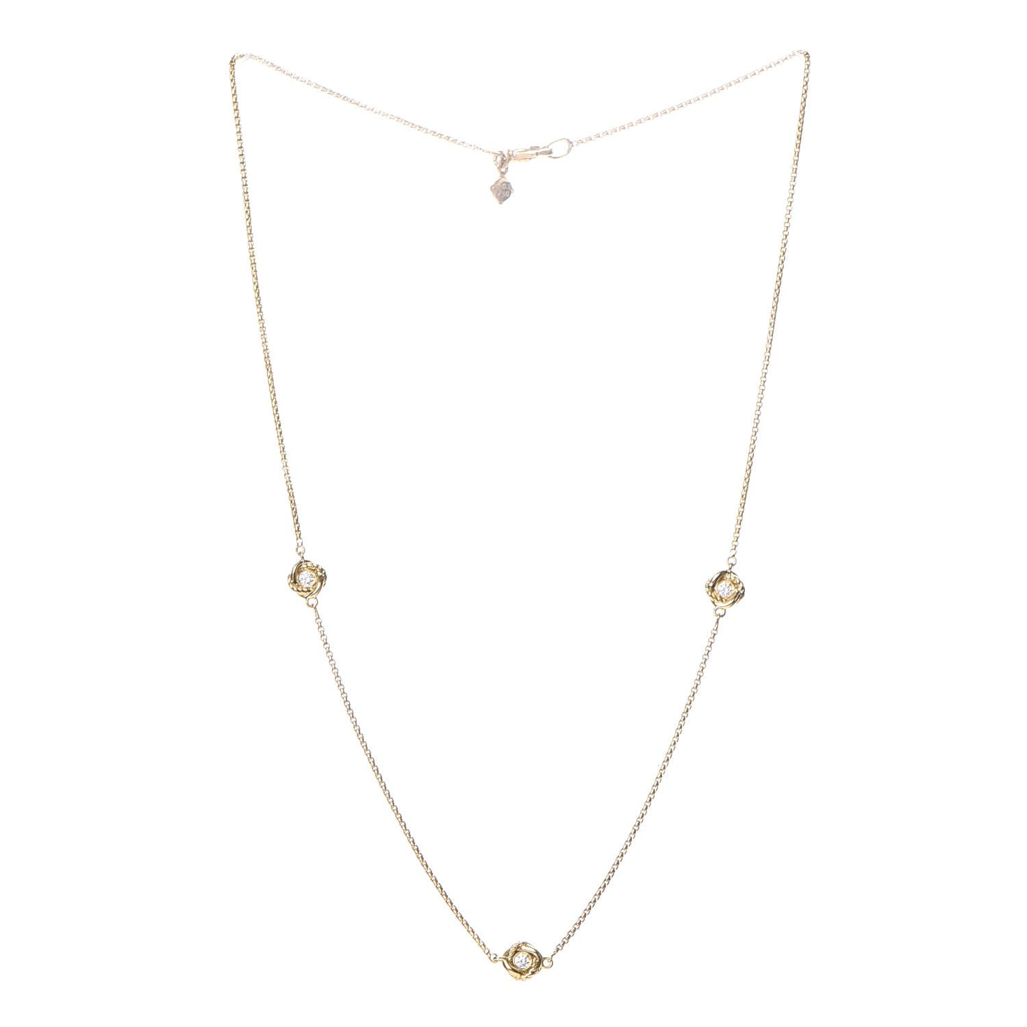 David Yurman 18K Yellow Gold Diamond Infinity Necklace 3 of 11
