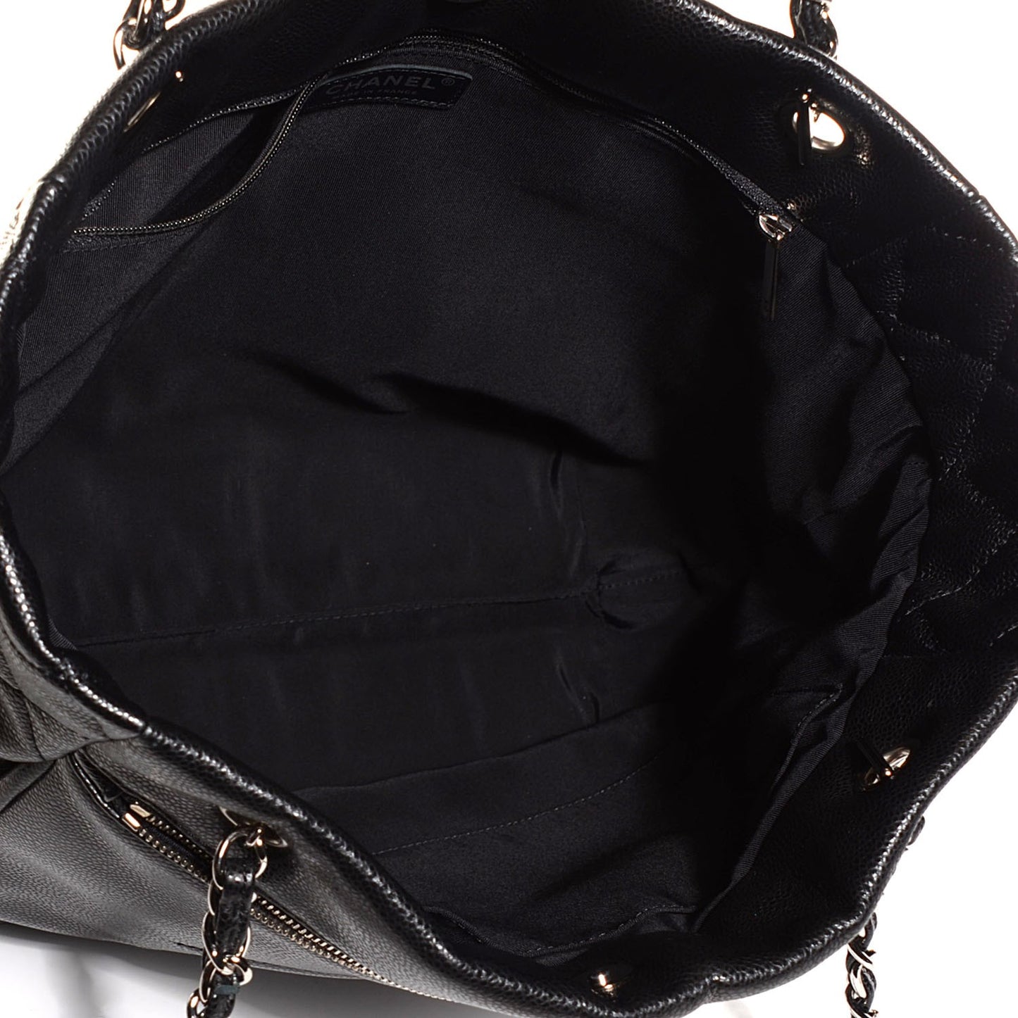 Soft Caviar Large Timeless CC Shopping Tote Black