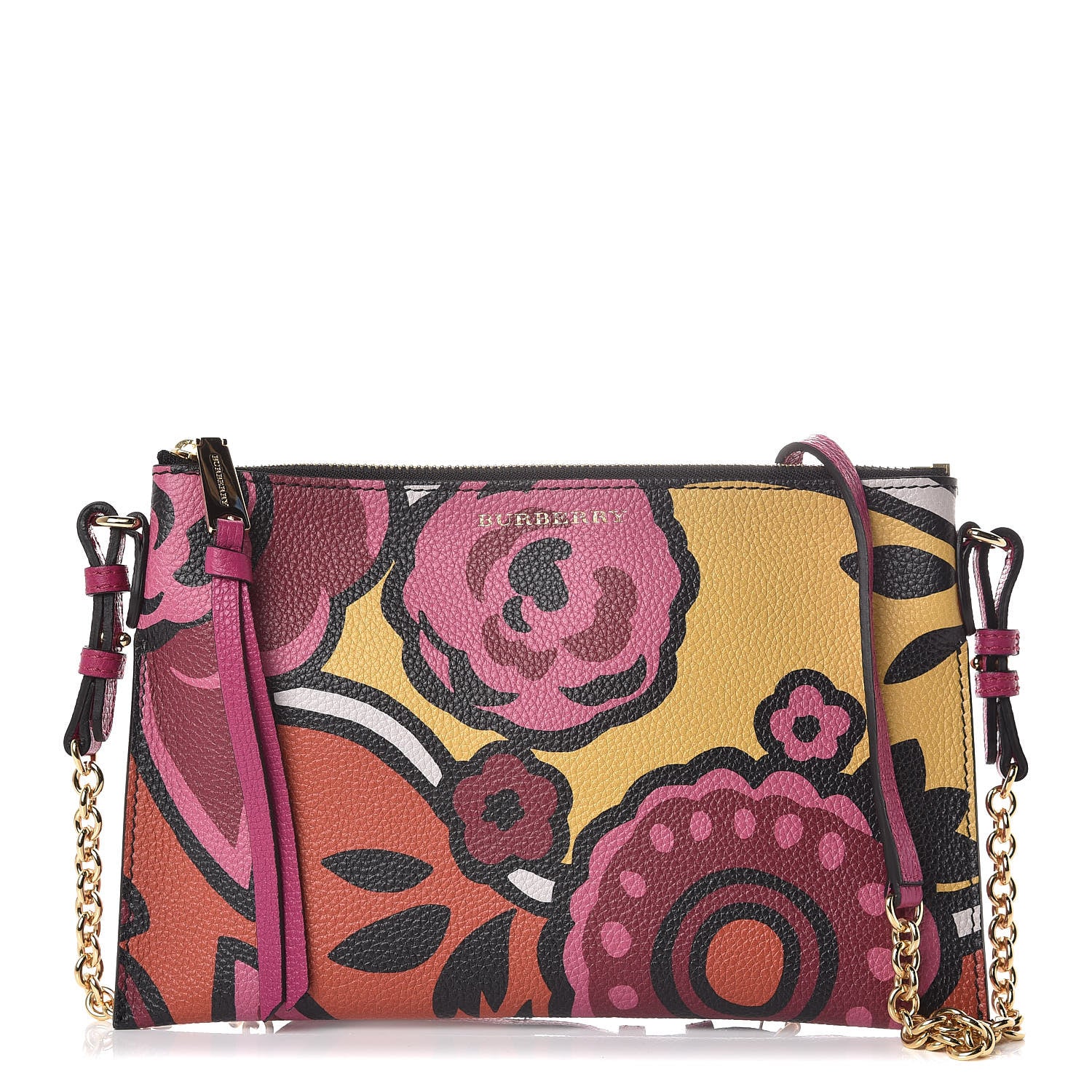 Burberry Grained Calfskin Runway Peyton Wristlet Vibrant Orange 1 of 11
