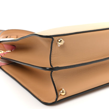 Fendi Vitello Seta Nappa FF Striped Embossed Medium Peekaboo I SEE U Satchel Miele Scuro Multicolor 11 of 12