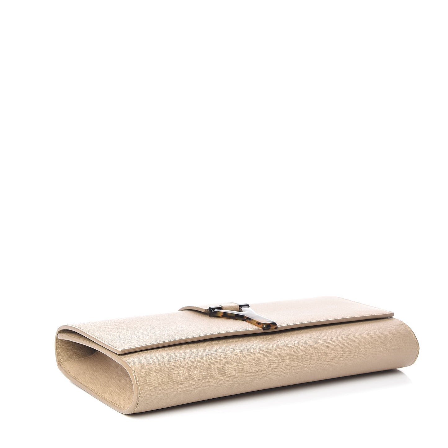 Textured Calfskin Classic Tortoise Y Ligne Clutch Dark Beige